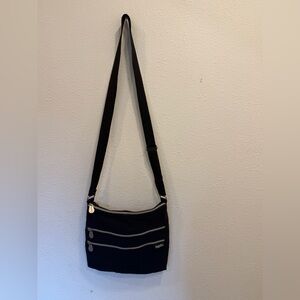 Baggallini Black Crossbody Bag with Silver Zippers